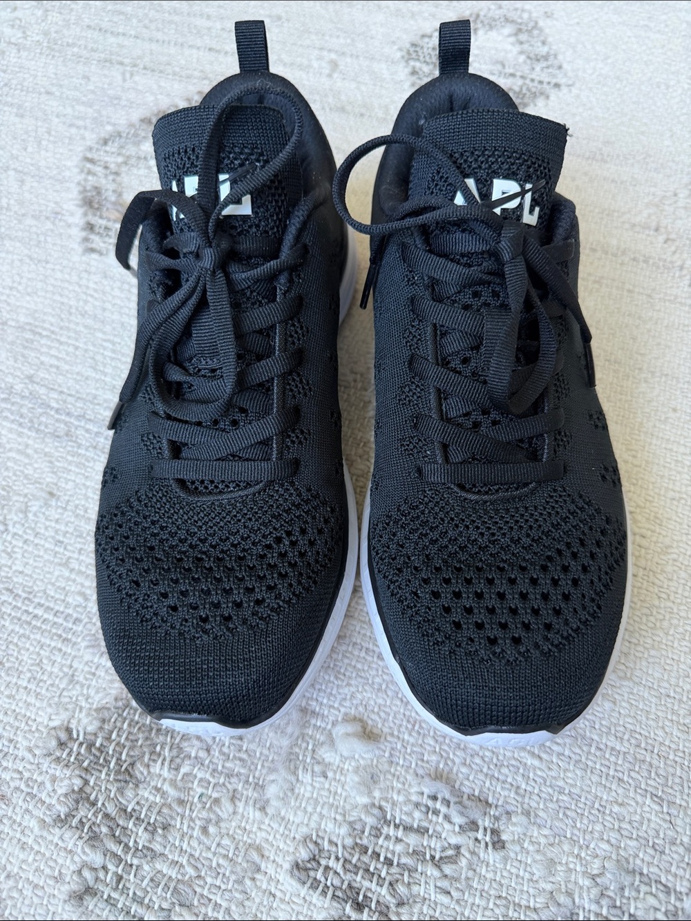 APL Black Knit Lace-Up Trainers with White Soles